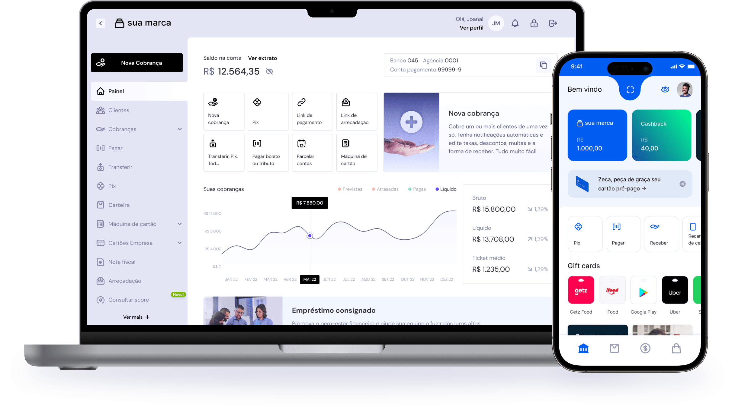 Imagem de celular e notebook